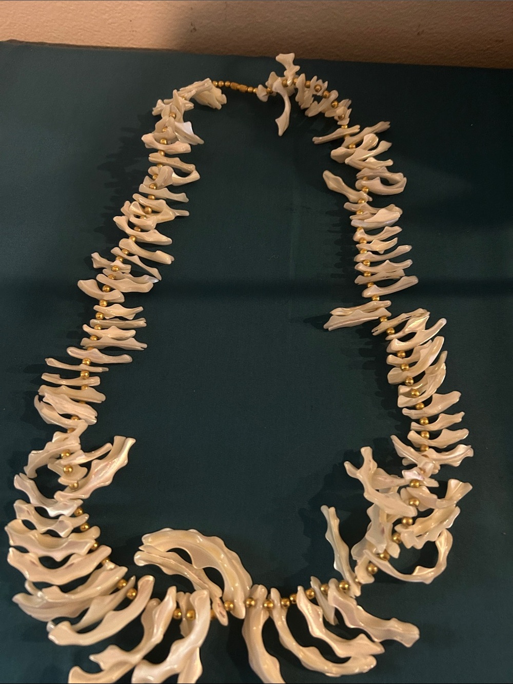Handcrafted White Coral-Inspired Necklace with Gold Accents